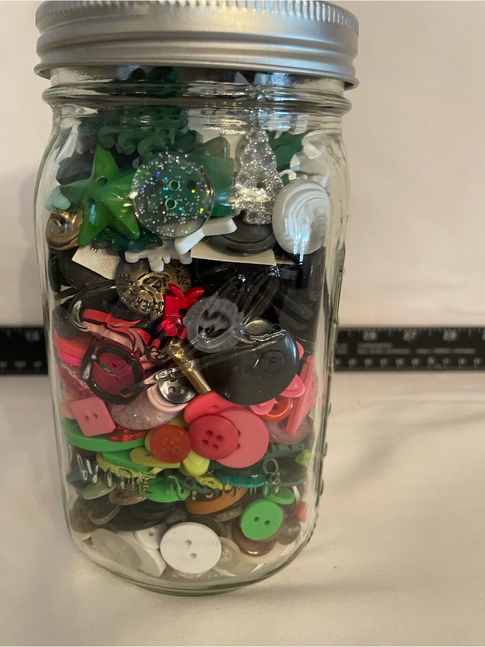 Assorted Green, Pink, Black Button & Craft Jar - Home Accents